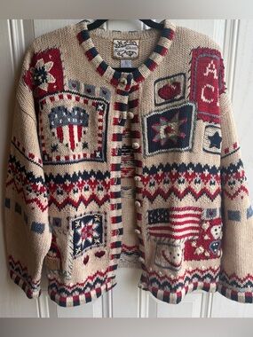 Vintage Heirloom Collectibles Heritage Patchwork Granny Knit Cardigan